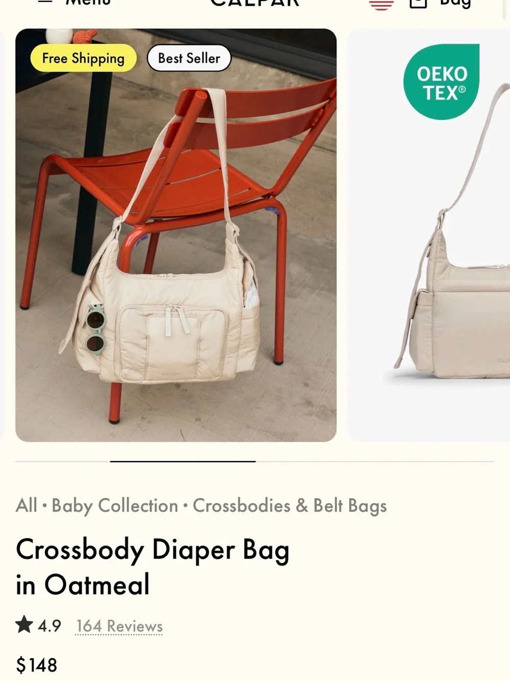 Calpak Cream diaper bag